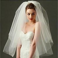 Wedding Veil Two-tier Blusher Veils / Elbow Veils / Fingertip Veils Cut Edge Tulle