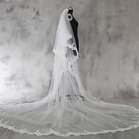 Wedding Veil Two-tier Shoulder Veils Elbow Veils Fingertip Veils Chapel Veils Cathedral Veils Lace Applique Edge Tulle Lace With Comb