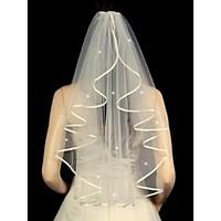 Wedding Veil One-tier Elbow Veils Ribbon Edge Beaded Edge 31.5 in (80cm) Tulle