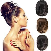 Wedding Bridal Updo Chignon Bun Clips Braids Synthetic Straight Hair Extensions Multi Colors