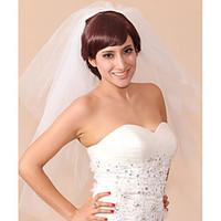 Wedding Veil Three-tier Elbow Veils Pencil Edge 31.5 in (80cm) Tulle White