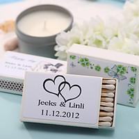 wedding dcor personalized matchboxes black double hearts set of 12