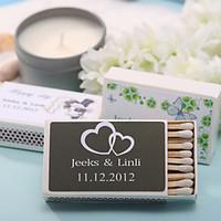 wedding dcor personalized matchboxes double hearts set of 12