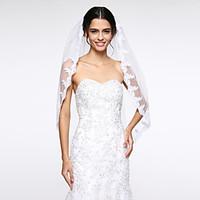 Wedding Veil One-tier Fingertip Veils Lace Applique Edge Net