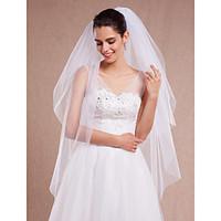 Wedding Veil Two-tier Blusher Veils / Fingertip Veils Cut Edge With Comb