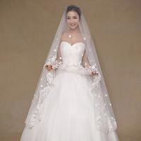 Wedding Veil One-tier Cathedral Veils Lace Applique Edge