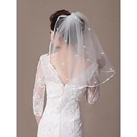 Wedding Veil One-tier Shoulder Veils Ribbon Edge Beaded Edge 21.65 in (55cm) Tulle