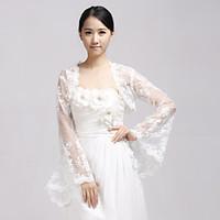 Wedding Wraps Coats/Jackets Long Sleeve Lace Ivory Wedding / Party/Evening Illusion Open Front