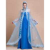 Wedding Wraps / Hoods Ponchos Capes Long Sleeve Organza Sky Blue Wedding / Party/Evening Embroidery Clasp