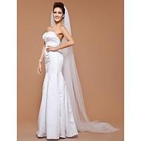 Wedding Veil One-tier Cathedral Veils Cut Edge 118.11 in (300cm) Tulle White