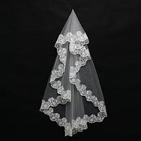 Wedding Veil One-tier Blusher Veils Shoulder Veils Elbow Veils Fingertip Veils Lace Applique Edge Tulle White Ivory