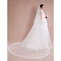 Wedding Veil Two-tier Cathedral Veils Lace Applique Edge