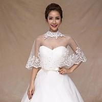 wedding wraps collars sleeveless tulle ivory wedding appliques crystal ...