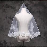 Wedding Veil One-tier Elbow Veils Fingertip Veils Lace Applique Edge Tulle Lace