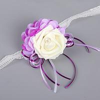 Wedding Flowers Free-form Roses Peonies Wrist Corsages Wedding Party/ Evening Purple Satin