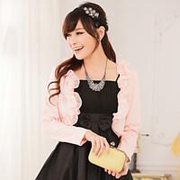 Wedding Wraps Long Sleeve Chiffon/Polyester Sweet Lace Thin Boleros Black/White/Pink Bolero Shrug