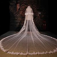 Wedding Veil Two-tier Cathedral Veils Lace Applique Edge Tulle Lace Ivory