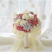 wedding flowers round roses bouquets wedding party evening polyester s ...