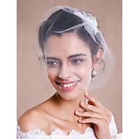 Wedding Veil One-tier Blusher Veils Fingertip Veils Headpieces with Veil Raw Edge Tulle White