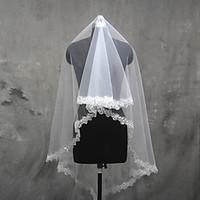 wedding veil one tier elbow veils fingertip veils lace applique edge t ...