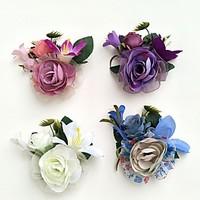 wedding flowers round roses bouquets wedding party evening satin silk  ...