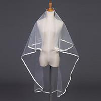 wedding veil one tier elbow veils ribbon edge 4724 in 120cm tulle whit ...