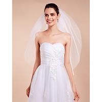 Wedding Veil Two-tier Blusher Veils Fingertip Veils Cut Edge Tulle White Beige