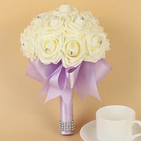 wedding flowers round roses bouquets wedding party evening satin foam  ...