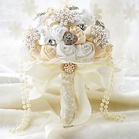 Wedding Flowers Round Roses Bouquets Wedding Party/ Evening Polyester Satin Taffeta Lace Spandex Bead Foam Rhinestone 7.87\