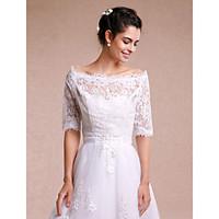 Wedding Wraps Shrugs 3/4-Length Sleeve Lace White Wedding Party/Evening Casual Bateau Lace