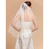 Wedding Veil Two-tier Fingertip Veils Lace Applique Edge 35.43 in (90cm) Tulle IvoryA-line, Ball Gown, Princess, Sheath/ Column, Trumpet/