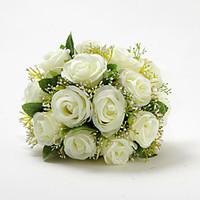 Wedding Flowers Round Roses Bouquets Wedding Satin Cotton Ivory 9.84\