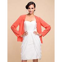 Wedding Wraps Coats/Jackets Long Sleeve Chiffon White Party/Evening T-shirt Open Front