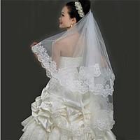 wedding veil one tier fingertip veils lace applique edge 5906 in 150cm ...