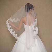 Wedding Veil One-tier Fingertip Veils Lace Applique Edge Tulle Lace