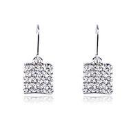 Wedding Korean Fashion Drill Square Drop Earrings