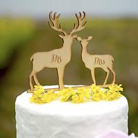 Wedding Cake Topper in Natural Wood Color Fits 4-8 Inches Cakes