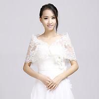 Wedding Wraps Shrugs Long Sleeve Lace White Wedding / Party/Evening Lace / Ruffles Open Front No