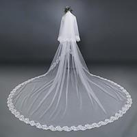 Wedding Veil Two-tier Cathedral Veils Lace Applique Edge Tulle / Lace