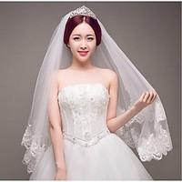 Wedding Veil One-tier Blusher Veils / Cathedral Veils Cut Edge ivory Tulle ivory