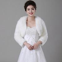 Wedding Wraps / Fur Wraps Coats/Jackets Long Sleeve Faux Fur White Wedding Wide collar Feathers / fur