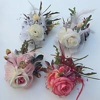 Wedding Flowers Roses Boutonnieres Wedding Party/ Evening Satin Tulle Leather