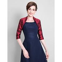 Wedding Wraps Shrugs 3/4-Length Sleeve Taffeta Burgundy Wedding Party/Evening