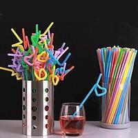 Wedding Décor Eco-Friendly Plastic Straw Multicolor for Party (set of 100, Mix Color)