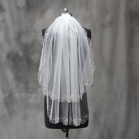 wedding veil two tier elbow veils beaded edge tulle