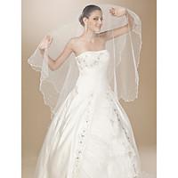 wedding veil one tier chapel veils scalloped edge pearl trim edge 8661 ...