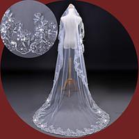 Wedding Veil One-tier Cathedral Veils Lace Applique Edge