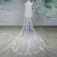 wedding veil two tier chapel veils cathedral veils cut edge tulle whit ...