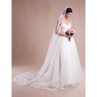 Wedding Veil One-tier Cathedral Veils Cut Edge/Lace Applique Edge