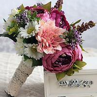 Wedding Flowers Free-form Roses / Peonies Biadal Bouquets Wedding Multi-color Satin